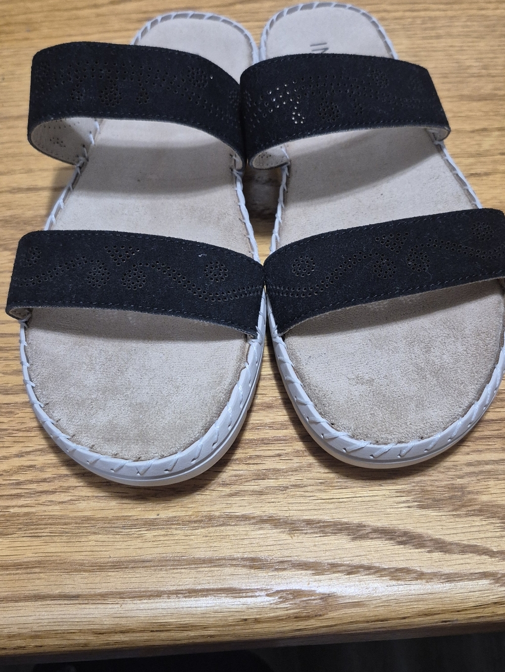 Black Double-Strap Slide Sandals Womens Size 9